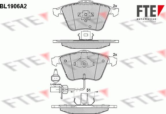 FTE BL1906A2 - Тормозные колодки, дисковые, комплект autospares.lv