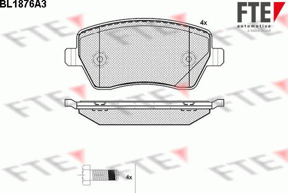 FTE BL1876A3 - Тормозные колодки, дисковые, комплект autospares.lv