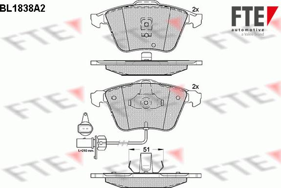 FTE BL1838A2 - Тормозные колодки, дисковые, комплект autospares.lv