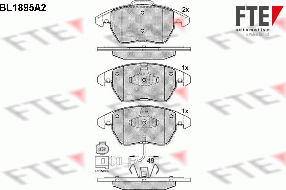 FTE BL1895A2 - Тормозные колодки, дисковые, комплект autospares.lv