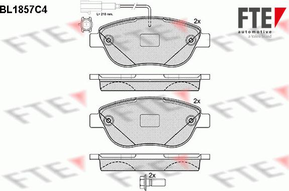 FTE BL1857C4 - Тормозные колодки, дисковые, комплект autospares.lv