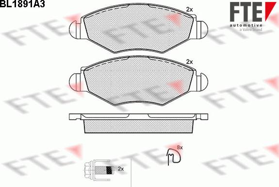 FTE BL1891A3 - Тормозные колодки, дисковые, комплект autospares.lv