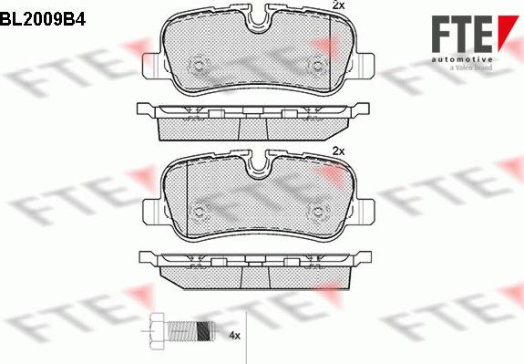 FTE BL2009B4 - Тормозные колодки, дисковые, комплект autospares.lv