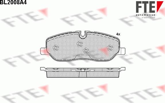 FTE BL2008A4 - Тормозные колодки, дисковые, комплект autospares.lv