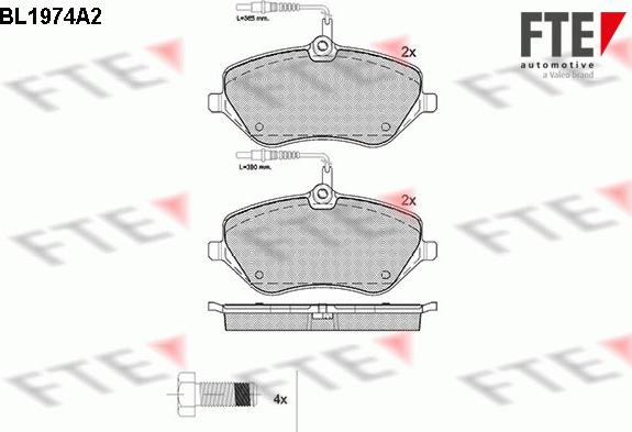 FTE BL1974A2 - Тормозные колодки, дисковые, комплект autospares.lv