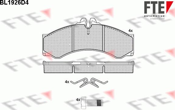 FTE BL1926D4 - Тормозные колодки, дисковые, комплект autospares.lv