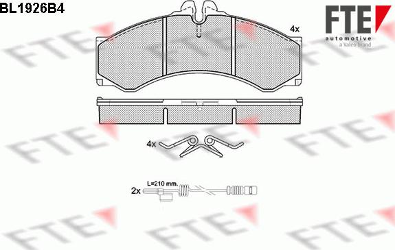 FTE BL1926B4 - Тормозные колодки, дисковые, комплект autospares.lv