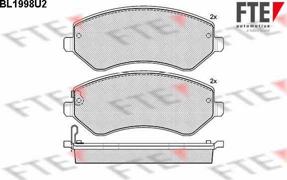 FTE BL1998U2 - Тормозные колодки, дисковые, комплект autospares.lv