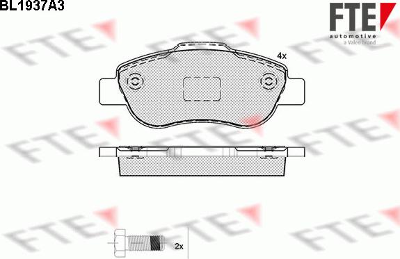 FTE BL1937A3 - Тормозные колодки, дисковые, комплект autospares.lv