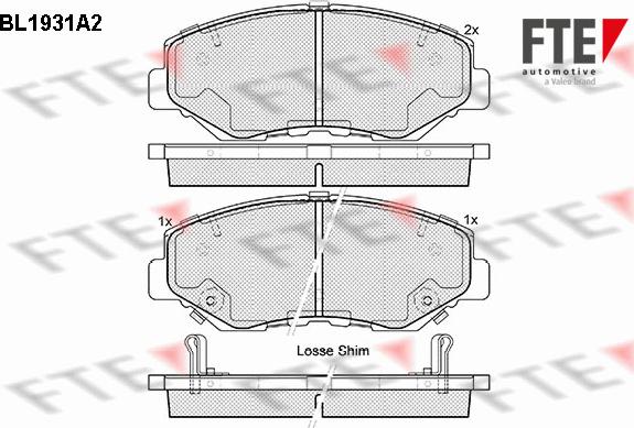 FTE BL1931A2 - Тормозные колодки, дисковые, комплект autospares.lv