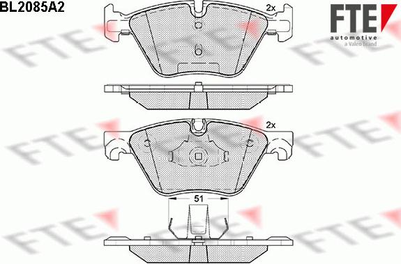 FTE BL2085A2 - Тормозные колодки, дисковые, комплект autospares.lv