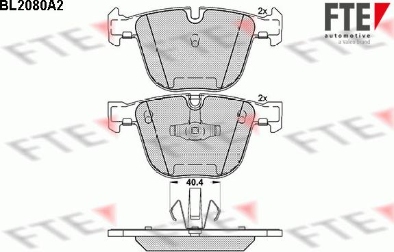 FTE BL2080A2 - Тормозные колодки, дисковые, комплект autospares.lv