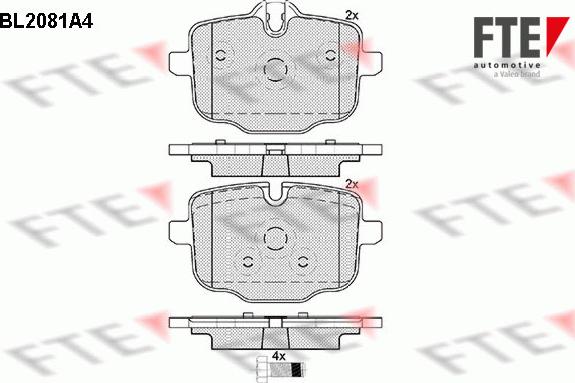 FTE BL2081A4 - Тормозные колодки, дисковые, комплект autospares.lv