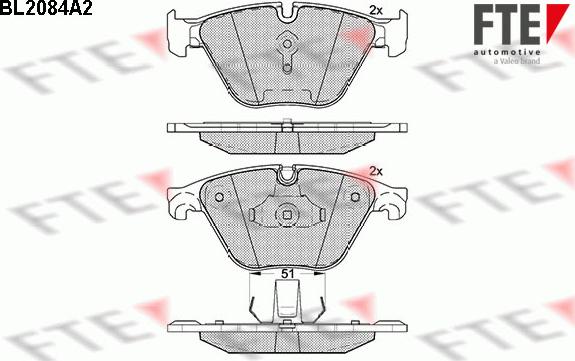 FTE BL2084A2 - Тормозные колодки, дисковые, комплект autospares.lv