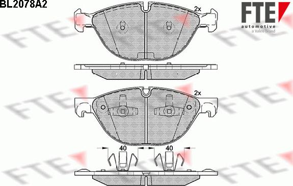 FTE BL2078A2 - Тормозные колодки, дисковые, комплект autospares.lv