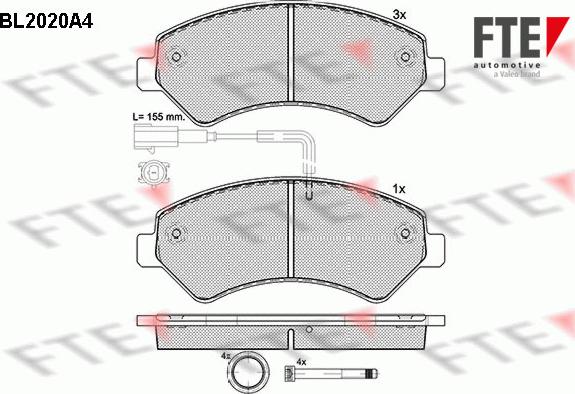 FTE BL2020A4 - Тормозные колодки, дисковые, комплект autospares.lv