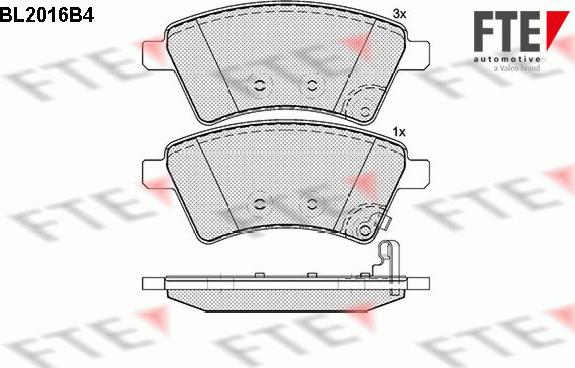 FTE BL2016B4 - Тормозные колодки, дисковые, комплект autospares.lv