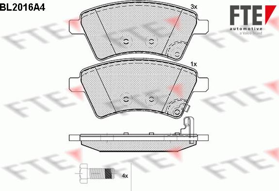 FTE BL2016A4 - Тормозные колодки, дисковые, комплект autospares.lv