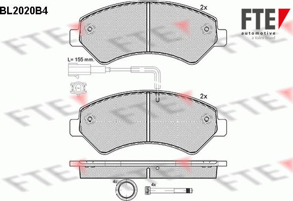 FTE BL2020B4 - Тормозные колодки, дисковые, комплект autospares.lv