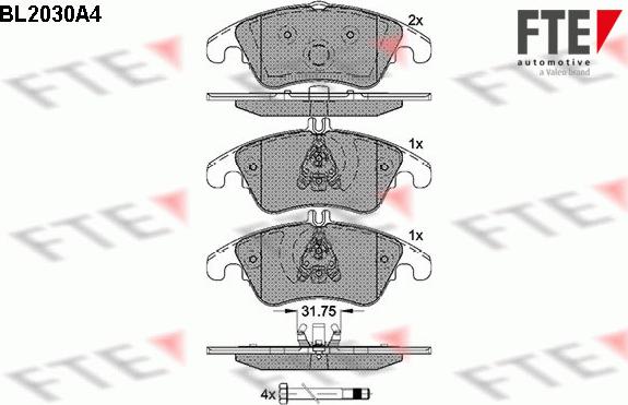 FTE 9010616 - Тормозные колодки, дисковые, комплект autospares.lv