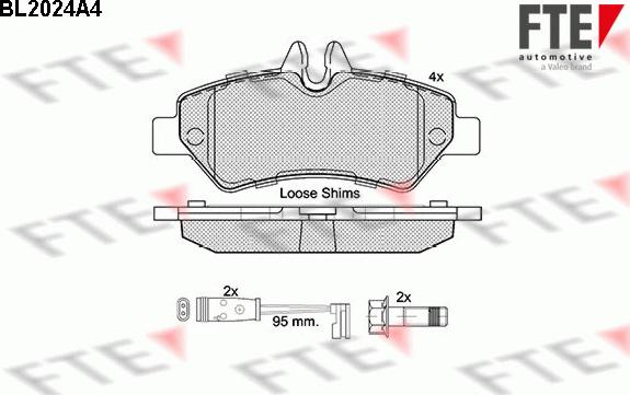 FTE BL2024A4 - Тормозные колодки, дисковые, комплект autospares.lv