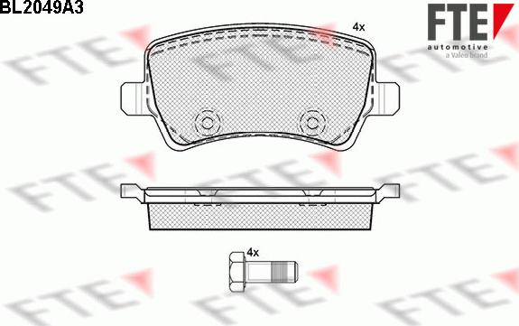 FTE BL2049A3 - Тормозные колодки, дисковые, комплект autospares.lv