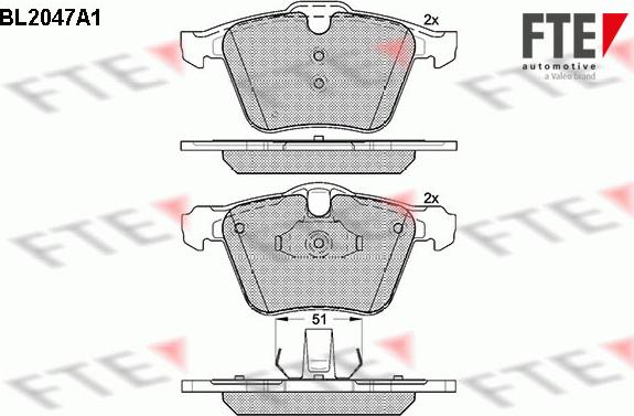 FTE BL2047A1 - Тормозные колодки, дисковые, комплект autospares.lv