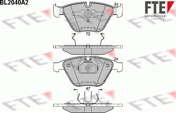 FTE BL2040A2 - Тормозные колодки, дисковые, комплект autospares.lv