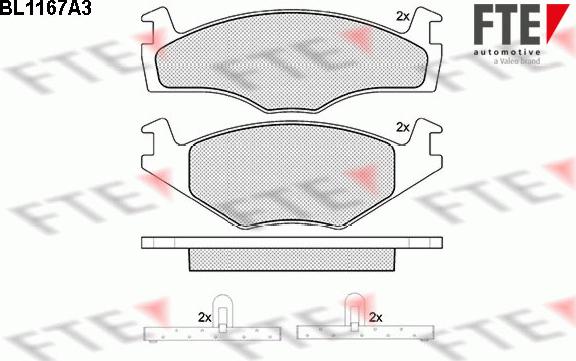 FTE BL1167A3 - Тормозные колодки, дисковые, комплект autospares.lv