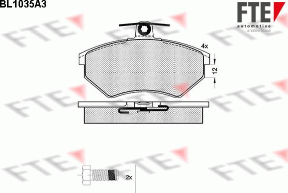 FTE BL1035A3 - Тормозные колодки, дисковые, комплект autospares.lv