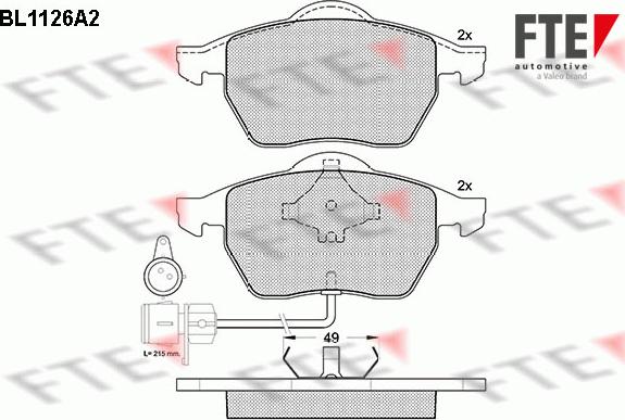 FTE BL1126A2 - Тормозные колодки, дисковые, комплект autospares.lv