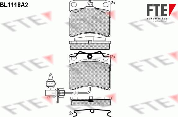 FTE BL1118A2 - Тормозные колодки, дисковые, комплект autospares.lv