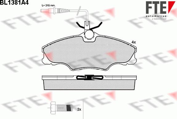 FTE 9010155 - Тормозные колодки, дисковые, комплект autospares.lv