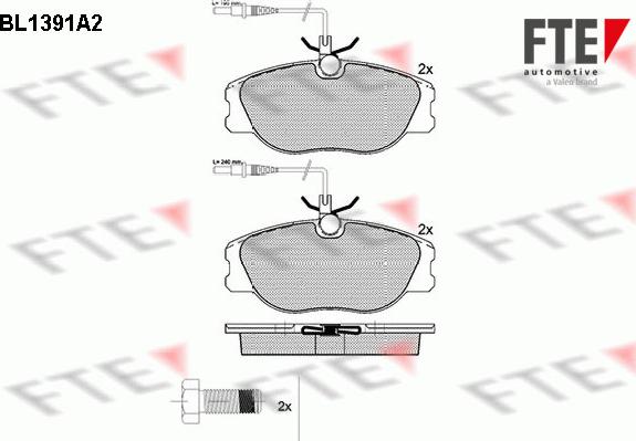 FTE BL1391A2 - Тормозные колодки, дисковые, комплект autospares.lv