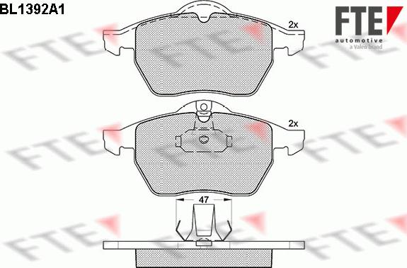 FTE BL1392A1 - Тормозные колодки, дисковые, комплект autospares.lv