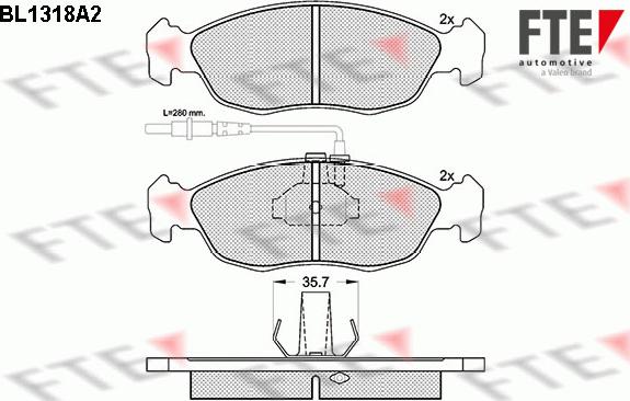 FTE BL1318A2 - Тормозные колодки, дисковые, комплект autospares.lv