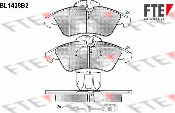 FTE BL1438B2 - Тормозные колодки, дисковые, комплект autospares.lv