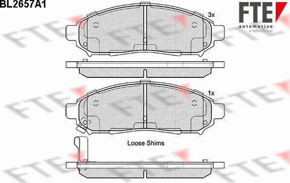 FTE BL2657A1 - Тормозные колодки, дисковые, комплект autospares.lv