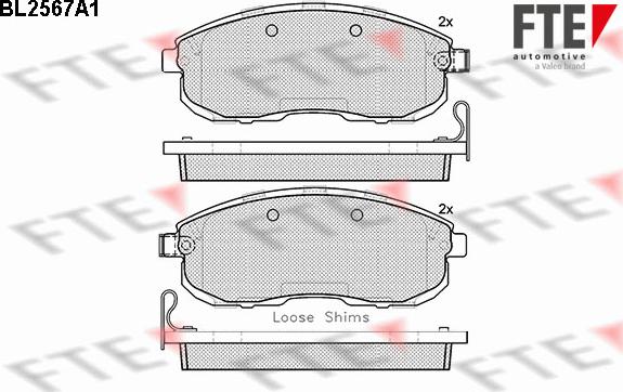 FTE BL2567A1 - Тормозные колодки, дисковые, комплект autospares.lv