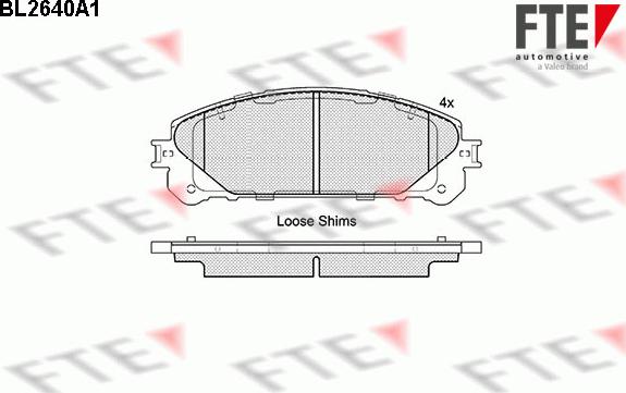 FTE BL2640A1 - Тормозные колодки, дисковые, комплект autospares.lv