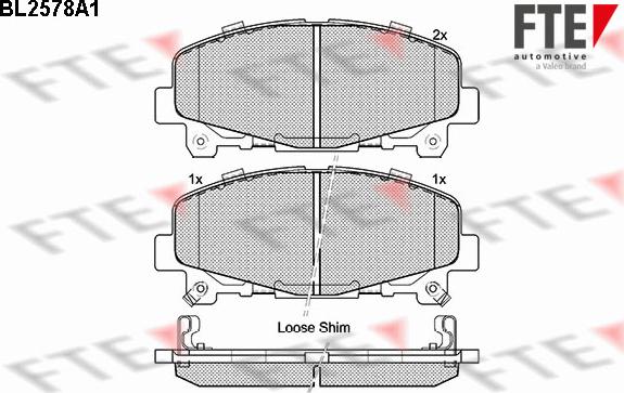 FTE BL2578A1 - Тормозные колодки, дисковые, комплект autospares.lv