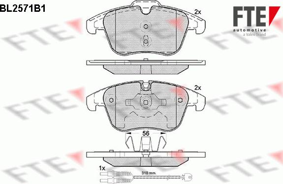 FTE BL2571B1 - Тормозные колодки, дисковые, комплект autospares.lv