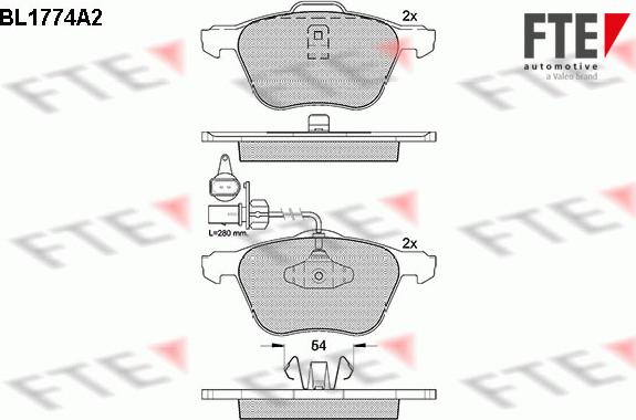 FTE BL1774A2 - Тормозные колодки, дисковые, комплект autospares.lv