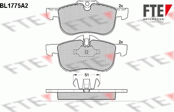 FTE BL1775A2 - Тормозные колодки, дисковые, комплект autospares.lv