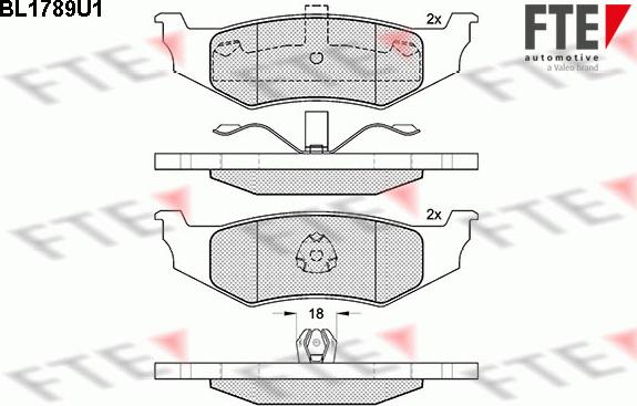 FTE BL1789U1 - Тормозные колодки, дисковые, комплект autospares.lv