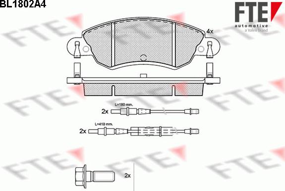 FTE BL1802A4 - Тормозные колодки, дисковые, комплект autospares.lv