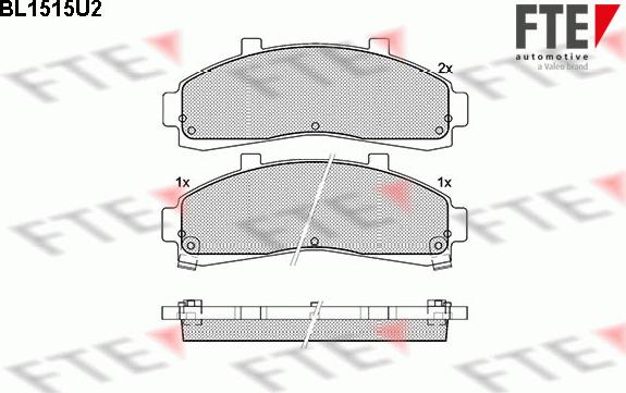 FTE BL1515U2 - Тормозные колодки, дисковые, комплект autospares.lv