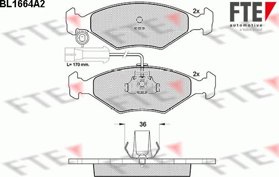 FTE BL1664A2 - Тормозные колодки, дисковые, комплект autospares.lv