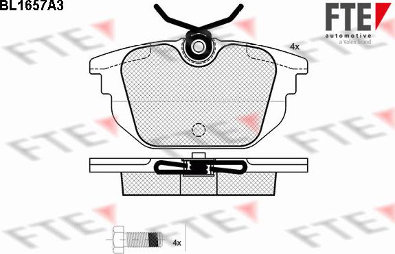 FTE BL1657A3 - Тормозные колодки, дисковые, комплект autospares.lv