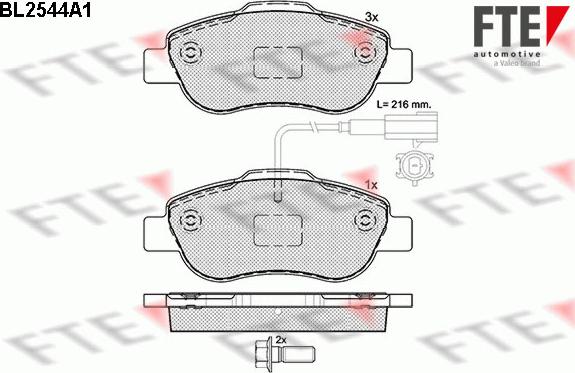 FTE BL2544A1 - Тормозные колодки, дисковые, комплект autospares.lv